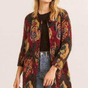 Vintage Falcon Italian Boho 70s Mohair Wool Floral Abstract Coat/Cardigan | S